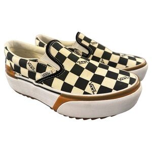 Vans Stacked Checkerboard Canvas Slip on Shoes WOMANS Size 7 Platform
